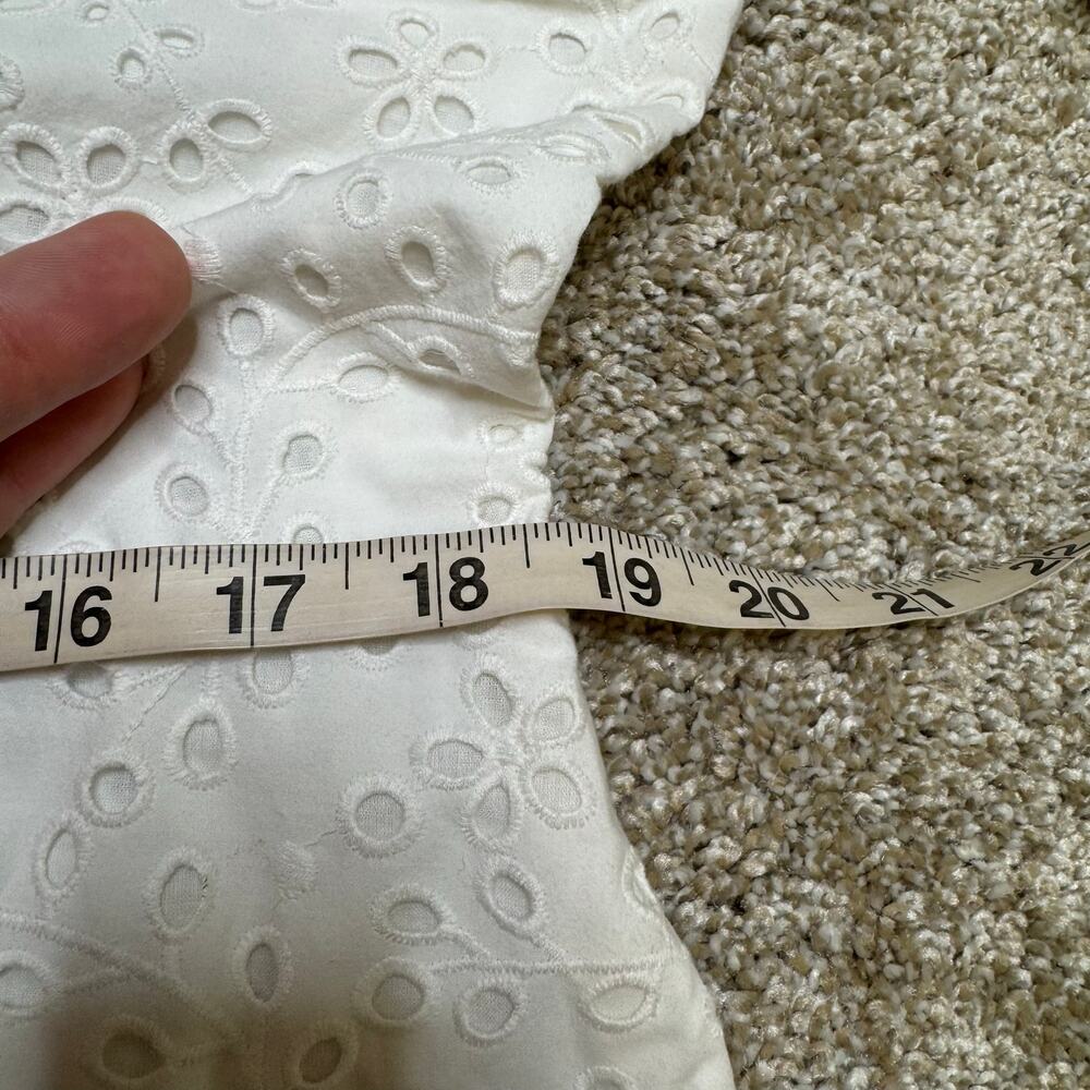 Veronica Beard White Eyelet Button Down Shirt Sleeve Dress Size 16 - Picture 4 of 4